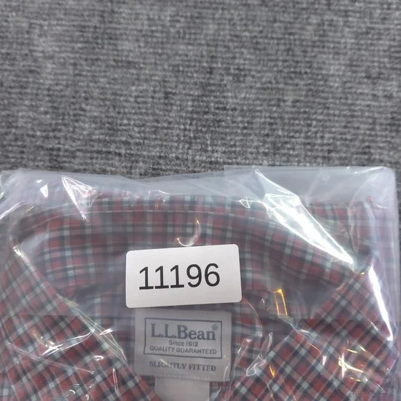 LL Bean Shirt Large Red Check Long Sleeve Button Down Cotton Pocket - Picture 7 of 7